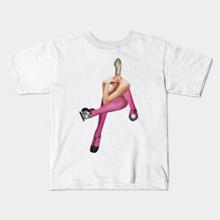 Model Waiting in Pink Kids T-Shirt